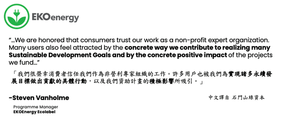 企業透過EKOenergy一同實現永續行動